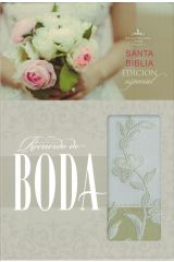 Biblia Recuerdo de boda RVR 1960 (Blanco/lino/encaje)