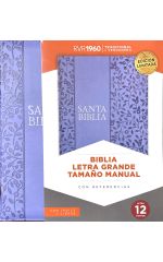 BIBLIA TAMAÑO MANUAL, LETRA GRANDE,   EDICIÓN LIMITADA CON CIERRE E ÍNDICE (12 PUNTOS) LAVANDA SIMIL PIEL